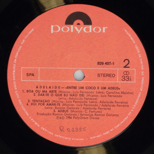 Adelaide Ferreira - Entre Um Coco E Um Adeus | Polydor (829 407-1) - 4