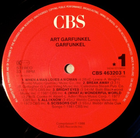 Art Garfunkel - Garfunkel | CBS (CBS 463203 1)