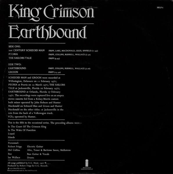 King Crimson - Earthbound | Island Records (HELP 6) - 2 King Crimson - Earthbound | Island Records (HELP 6) - 2