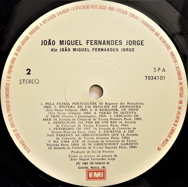 João Miguel Fernandes Jorge - Diz João Miguel Fernandes Jorge | EMI (7934101) - 3 João Miguel Fernandes Jorge - Diz João Miguel Fernandes Jorge | EMI (7934101) - 3