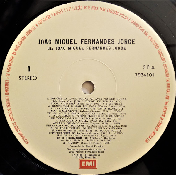 João Miguel Fernandes Jorge - Diz João Miguel Fernandes Jorge | EMI (7934101) - 2 João Miguel Fernandes Jorge - Diz João Miguel Fernandes Jorge | EMI (7934101) - 2