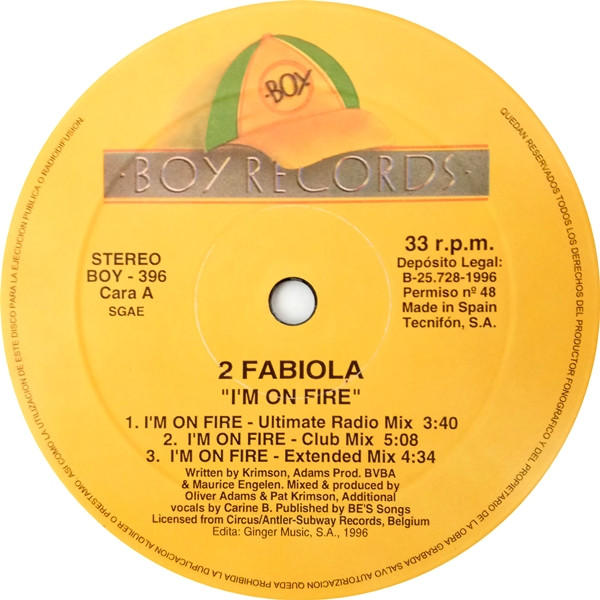 2 Fabiola - I'm On Fire | Boy Records (BOY - 396) - 4 2 Fabiola - I'm On Fire | Boy Records (BOY - 396) - 4
