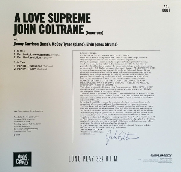 John Coltrane - A Love Supreme | Audio Clarity (ACL 0001) - 2 John Coltrane - A Love Supreme | Audio Clarity (ACL 0001) - 2