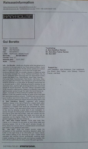 Gui Boratto - Atol (Remixes) | Harthouse Mannheim (HH MA 005R-6)