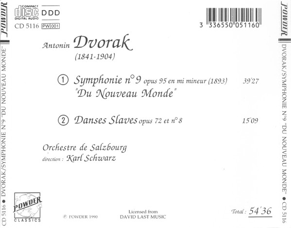 Antonín Dvořák - Danses Slaves, Symphonie N°9 "Du Nouveau Monde" | Powder (CD 5116) - 2 Antonín Dvořák - Danses Slaves, Symphonie N°9 "Du Nouveau Monde" | Powder (CD 5116) - 2