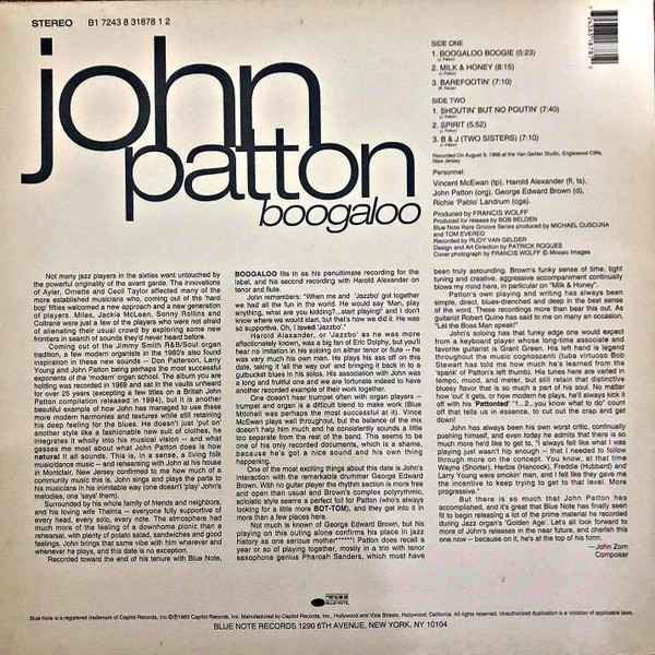 John Patton - Boogaloo | Blue Note (B1 7243 8 31878 1 2) - 2 John Patton - Boogaloo | Blue Note (B1 7243 8 31878 1 2) - 2