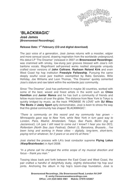 José James - Blackmagic | Brownswood Recordings (BWOOD041CDP) - 2