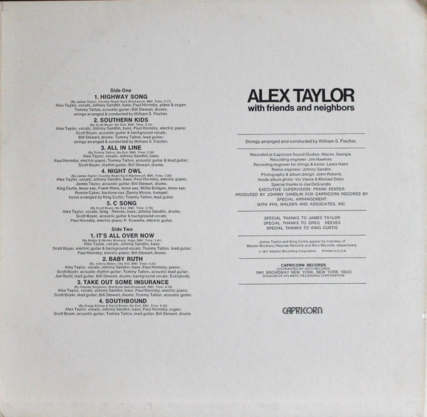 Alex Taylor - Alex Taylor With Friends And Neighbors | Capricorn Records (SD 860) - 3 Alex Taylor - Alex Taylor With Friends And Neighbors | Capricorn Records (SD 860) - 3