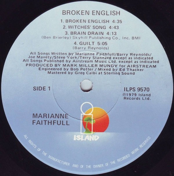 Marianne Faithfull - Broken English | Island Records (ILPS 9570) - 3 Marianne Faithfull - Broken English | Island Records (ILPS 9570) - 3