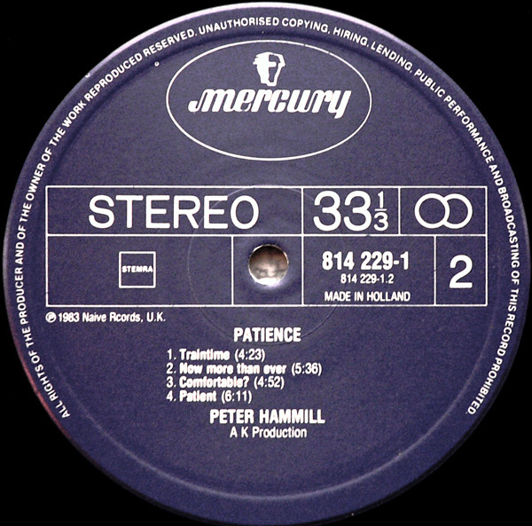 Peter Hammill - Patience | Mercury (814 229-1) - 4