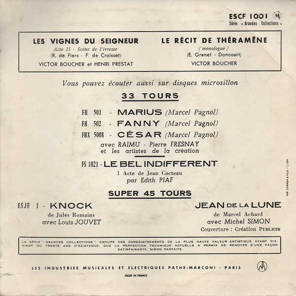 Victor Boucher Et Henry Prestat - Les Vignes Du Seigneur | Columbia (ESCF 1001) - 2