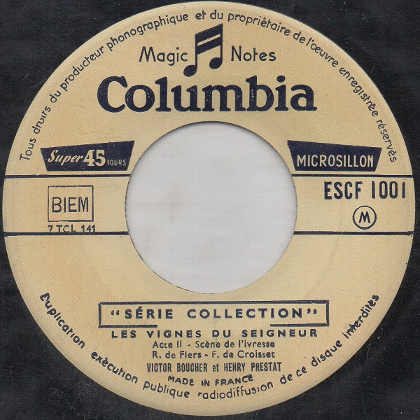 Victor Boucher Et Henry Prestat - Les Vignes Du Seigneur | Columbia (ESCF 1001) - 3