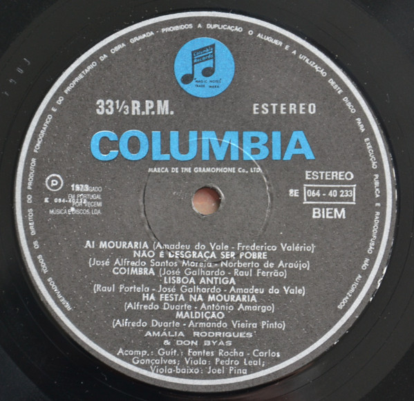 Amália Rodrigues & Don Byas - Encontro | Columbia (8E 064 - 40 233) - 4