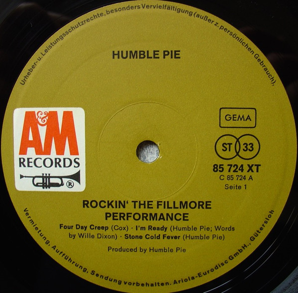 Humble Pie - Performance: Rockin' The Fillmore | A&M Records (85 726 XT) - 4 Humble Pie - Performance: Rockin' The Fillmore | A&M Records (85 726 XT) - 4
