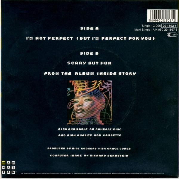 Grace Jones - I'm Not Perfect (But I'm Perfect For You) | Manhattan Records (1C 006-20 1503 7) - 2