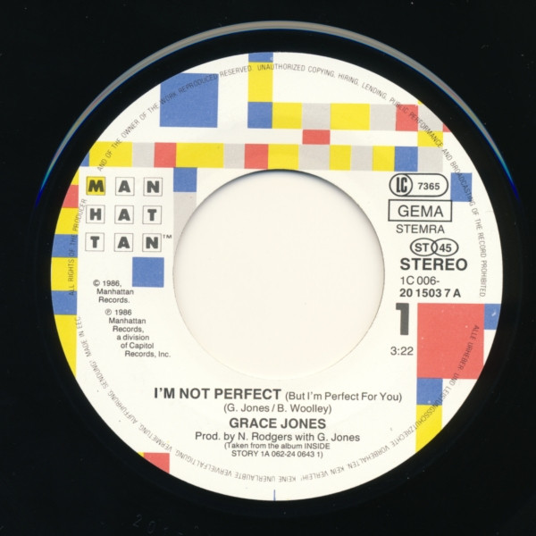 Grace Jones - I'm Not Perfect (But I'm Perfect For You) | Manhattan Records (1C 006-20 1503 7) - 3