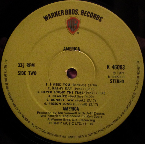 America - America | Warner Bros. Records (K 46093) - 2