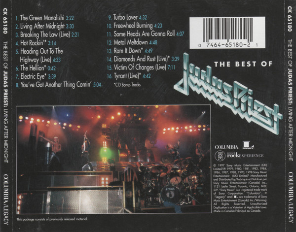 Judas Priest - Living After Midnight: The Best Of Judas Priest [CD] | Columbia (CK 65180) - 2