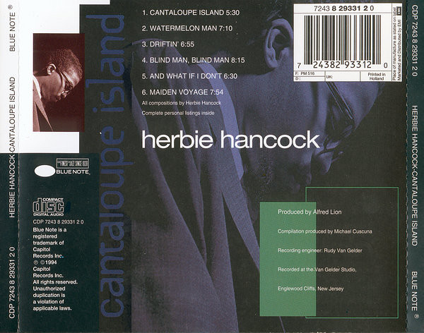 Herbie Hancock - Cantaloupe Island | Blue Note (CDP 7243 8 29331 2 0)