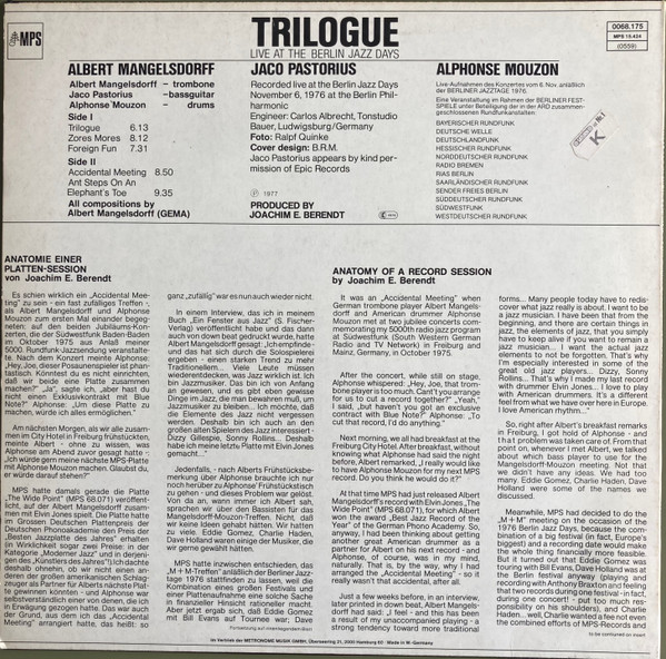 Trilogue - Live At The Berlin Jazz Days [Vinyl] | MPS Records (0068.175) - 2