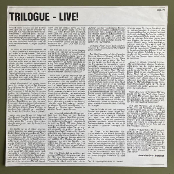 Trilogue - Live At The Berlin Jazz Days [Vinyl] | MPS Records (0068.175) - 3