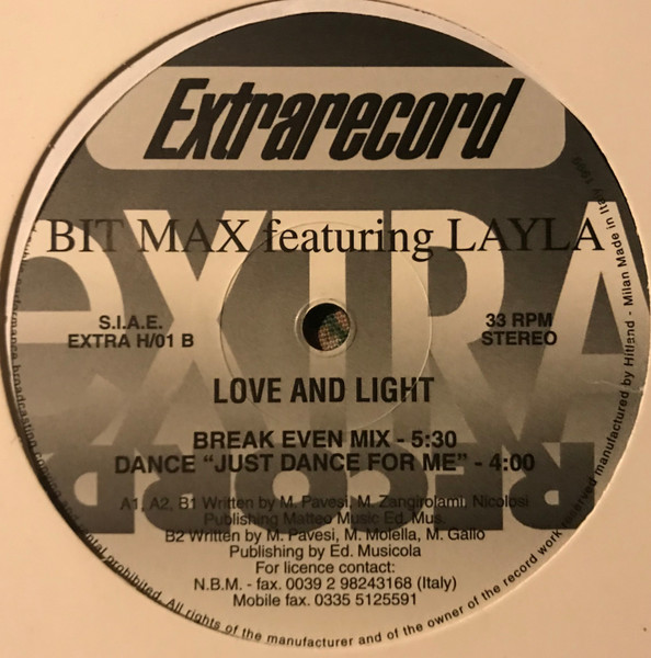 Bit-Max Featuring Layla - Love And Light | Extrarecord (EXTRA H/01) - 3