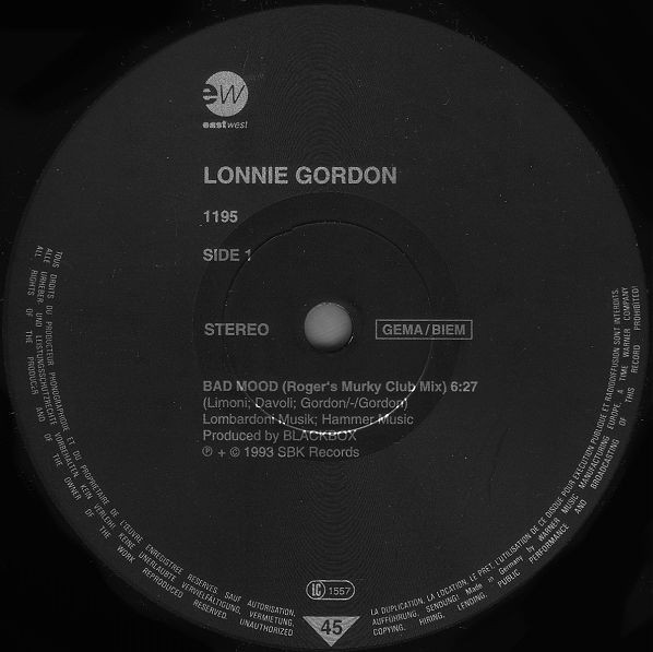 Lonnie Gordon - Bad Mood | EastWest (PM 1195) - main