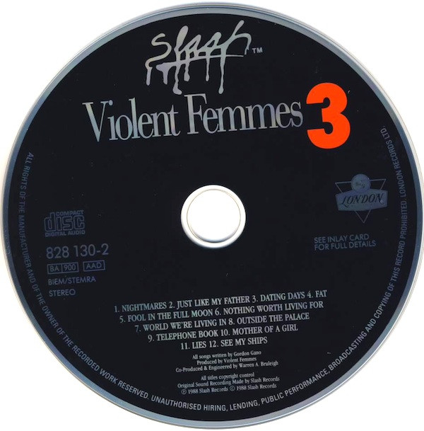 Violent Femmes - 3 | London Records (828 130-2) - main