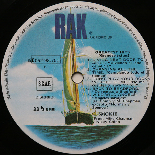Smokie - Greatest Hits = Grandes Exitos - Vinilo | RAK (10 C 062-98751) - 4