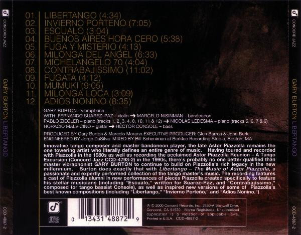 Gary Burton - Libertango - The Music Of Astor Piazzolla | Concord Jazz (CCD-4887-2) - 2