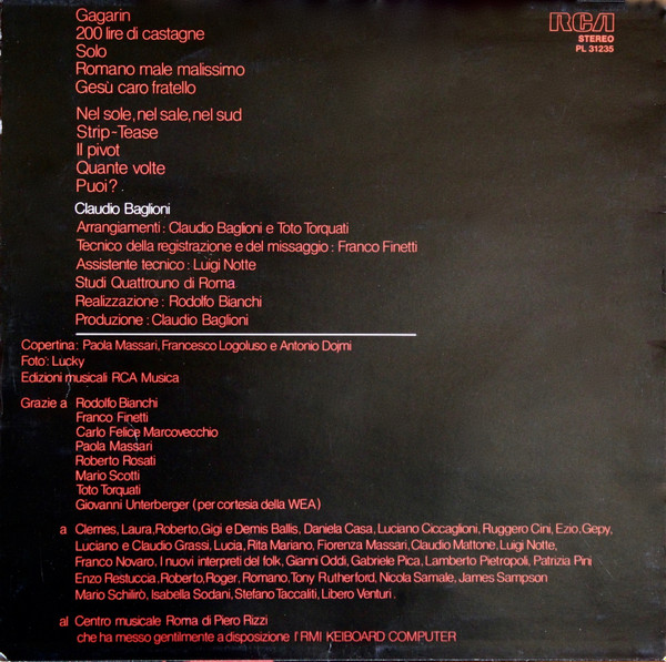 Claudio Baglioni - Solo | RCA Italiana (PL 31235) - 2 Claudio Baglioni - Solo | RCA Italiana (PL 31235) - 2