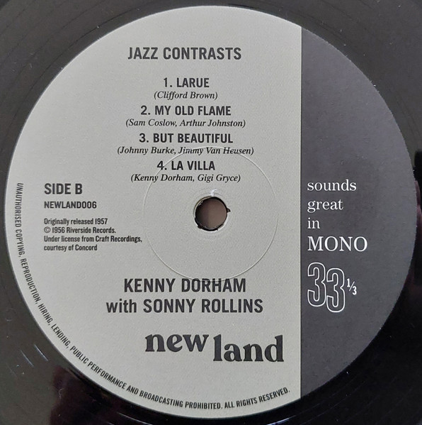 Kenny Dorham With Sonny Rollins - Jazz Contrasts | New Land (NEWLAND006) - 4 Kenny Dorham With Sonny Rollins - Jazz Contrasts | New Land (NEWLAND006) - 4