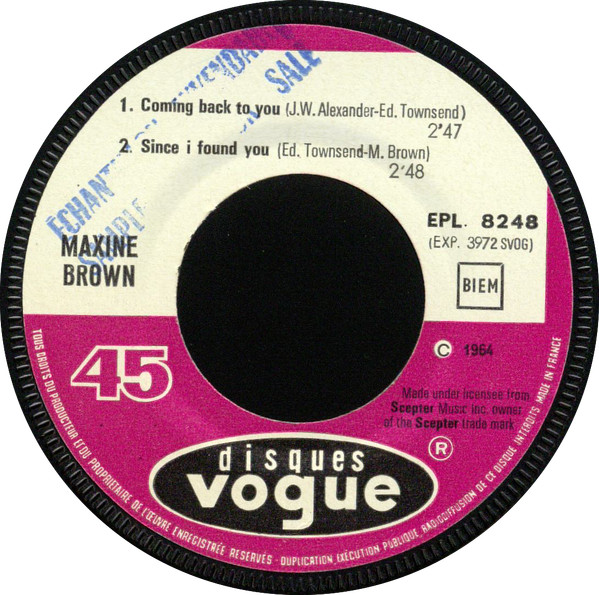 Maxine Brown - Little Girl Lost | Disques Vogue (EPL 8248) - 4
