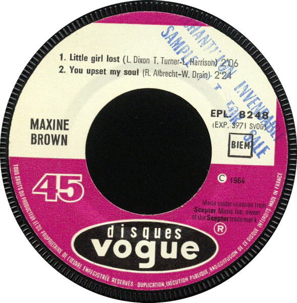 Maxine Brown - Little Girl Lost | Disques Vogue (EPL 8248) - 3