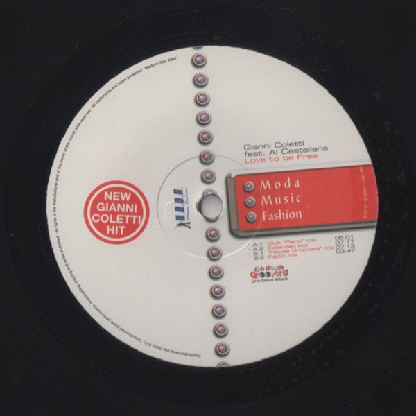 Gianni Coletti Featuring Al Castellana - Love To Be Free | M.O.D.A. - Music Fashion (MD 051) - main