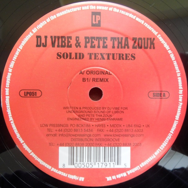 DJ Vibe & Pete Tha Zouk - Solid Textures | Low Pressings (LP051) - main
