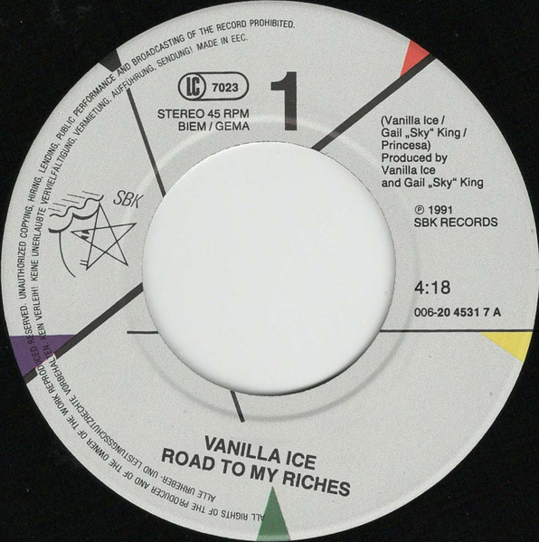 Vanilla Ice - Road To My Riches | SBK Records (006-20 4531 7) - 3