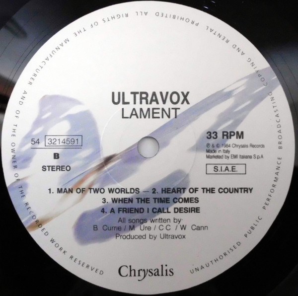 Ultravox - Lament | Chrysalis (3214591) - 4 Ultravox - Lament | Chrysalis (3214591) - 4