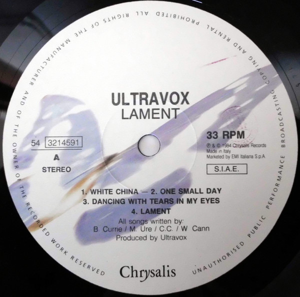 Ultravox - Lament | Chrysalis (3214591) - 3 Ultravox - Lament | Chrysalis (3214591) - 3