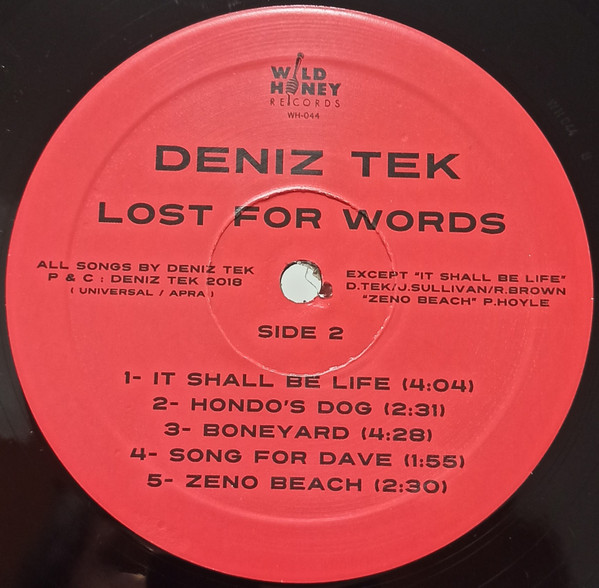 Deniz Tek - Lost For Words | Wild Honey Records (WH-044) - 4