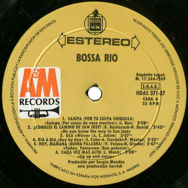 Bossa Rio - Bossa Rio | A&M Records (HDA (S) 371-37) - 3