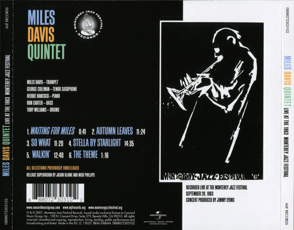 The Miles Davis Quintet - Live At The 1963 Monterey Jazz Festival | Monterey Jazz Festival Records (0888072303102) - 2 The Miles Davis Quintet - Live At The 1963 Monterey Jazz Festival | Monterey Jazz Festival Records (0888072303102) - 2