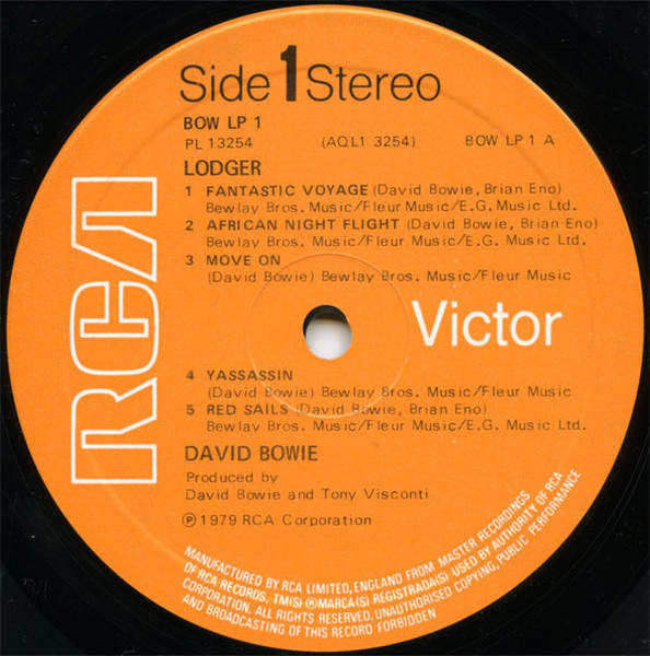 David Bowie - Lodger | RCA Victor (BOW LP 1) - 4 David Bowie - Lodger | RCA Victor (BOW LP 1) - 4