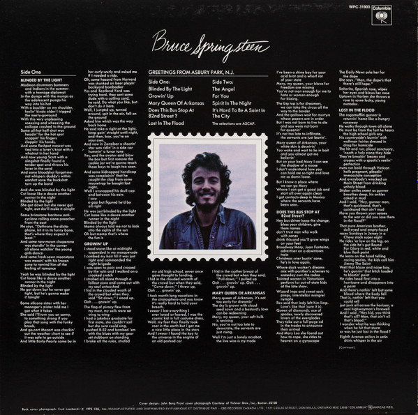 Bruce Springsteen - Greetings From Asbury Park, N.J. | Columbia (WPC 31903) - 2 Bruce Springsteen - Greetings From Asbury Park, N.J. | Columbia (WPC 31903) - 2