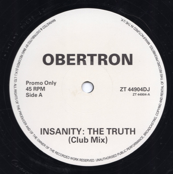 Obertron - Insanity: The Truth | Omen Recordings (ZT 44904 DJ) - main