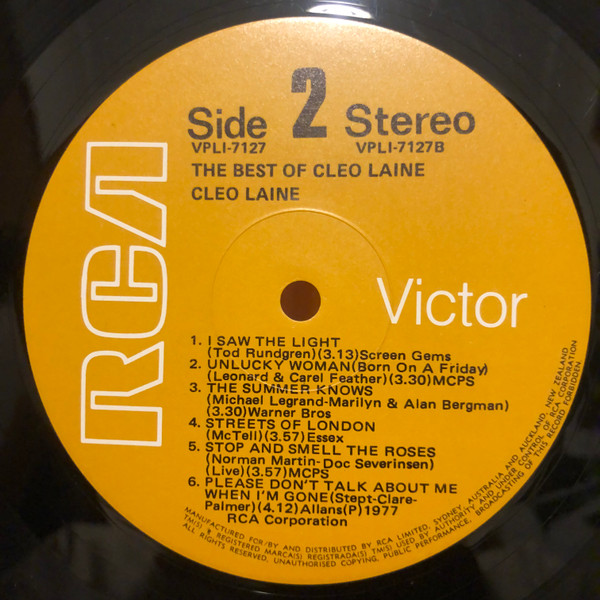 Cleo Laine - The Best Of Cleo Laine | RCA Victor (VPL 1-7127) - 4