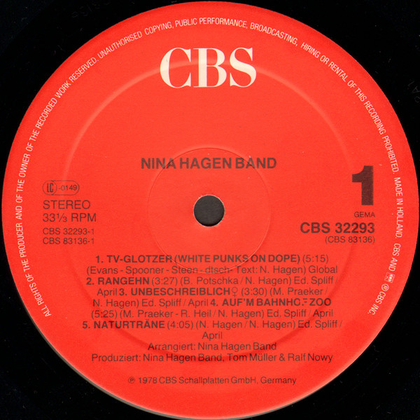 Nina Hagen Band - Nina Hagen Band | CBS (CBS 32293) - 3 Nina Hagen Band - Nina Hagen Band | CBS (CBS 32293) - 3