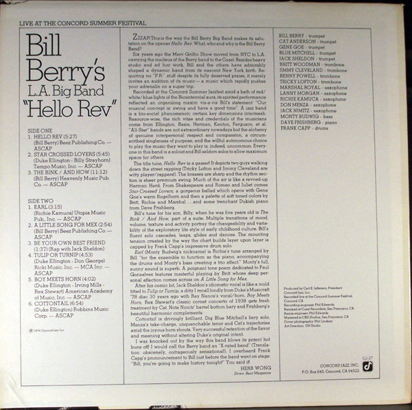 Bill Berry And The LA Band - Hello Rev | Concord Jazz (CJ-27) - 2 Bill Berry And The LA Band - Hello Rev | Concord Jazz (CJ-27) - 2