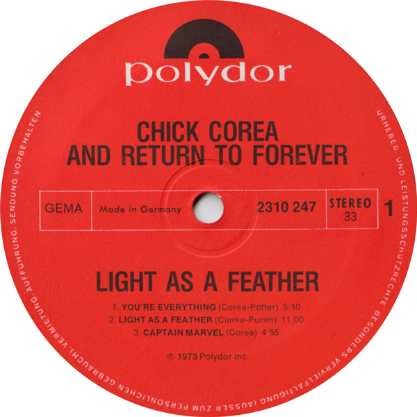 Chick Corea , Return To Forever - Light As A Feather | Polydor (2310 247) - 3