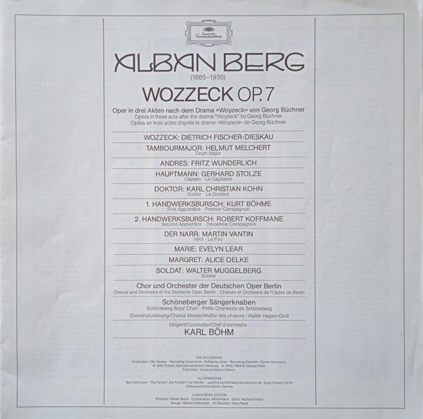 Alban Berg - Dietrich Fischer-Dieskau , Evelyn Lear , Karl Kohn , Helmut Melchert , Gerhard Stolze , Fritz Wunderlich , Chor der Deutschen Oper Berlin und Orchester Der Deutschen Oper Berlin , Karl Böhm - Wozzeck | Deutsche Grammophon (413-804-1) - 4 Alban Berg - Dietrich Fischer-Dieskau , Evelyn Lear , Karl Kohn , Helmut Melchert , Gerhard Stolze , Fritz Wunderlich , Chor der Deutschen Oper Berlin und Orchester Der Deutschen Oper Berlin , Karl Böhm - Wozzeck | Deutsche Grammophon (413-804-1) - 4